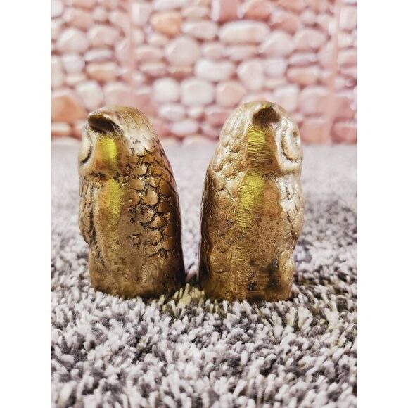 Set of 2 Brass Owls marked Hong Kong - Picture 4 of 5
